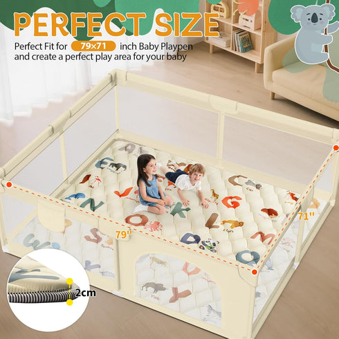 79x71 Tummy Baby Play Mats for Floor - Playmat for Baby and Toddlers Infants - Foam Play Mat - Infant Mats for Floor
