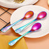 Boao 6 Pieces Kids Rainbow Stainless Steel Spoons, Toddler Cutlery Silverware Utensil, Child Safe Flatware for Home and
