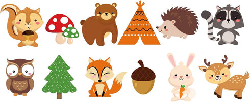 CC HOME Woodland Creatures Banner - Forest Animal Friends Bunting for Kids, Baby Shower, Birthday Party Decoration