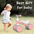 Baby Balance Bike Toys for Kids 10-24 Months - No Pedal Infant 4 Wheels Bicycle (Classic, Pink)