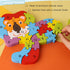 LovesTown Lion Wooden Puzzle, 26PCS Jigsaw Puzzle with Alphabet and Number Blocks for Preschool Education