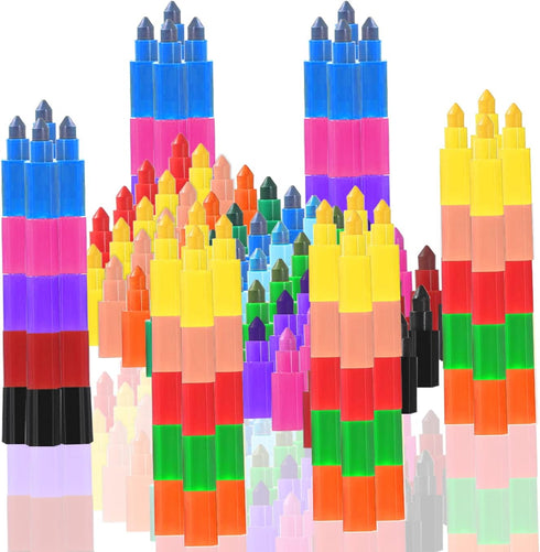 WXJ13 18 Pieces Stacking Crayons, Buildable Crayons, 12 in 1 Wax Crayons for Kids Office School Supplies