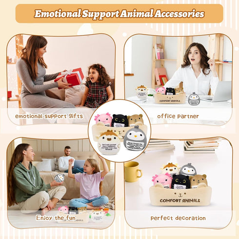 Set,6 Emotional Support Plush Animal Pcs Cute Animals Plush Toys and Fun Stuffed Animals with Positive Words,Soft