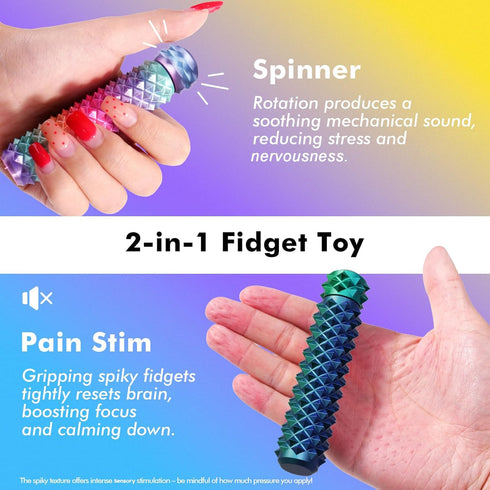 (4 Pack) Fidget Toys Adults Pain Stim: Rotating Spiky Grippie for Pain Stim - Stress Toys for ADHD Autism Kids Calming