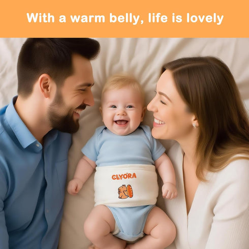 CLYORA Tummy 0m+ Heated Baby Belly Band for Colic & Gas Relief, Silent Velcro Infant Gripe Belt, Gentle Warmth