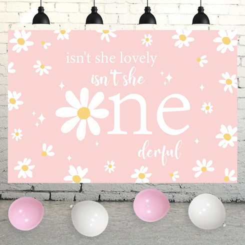 1st 1 Daisy Birthday Decorations for Girl, Pink and White Balloons Number Foil Balloon, Isn't She Lovely Isn't She