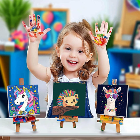 8-12 4 Pack Set (8x8 Inch) AILIBUT Paint by Numbers for Kids Ages & Beginners - Animal Canvas Art Kits with Framed