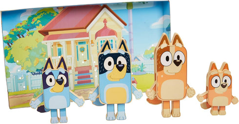 Bluey Wooden Character Figures – 4 Colorful Wooden Figures for Children 3 Years and Up