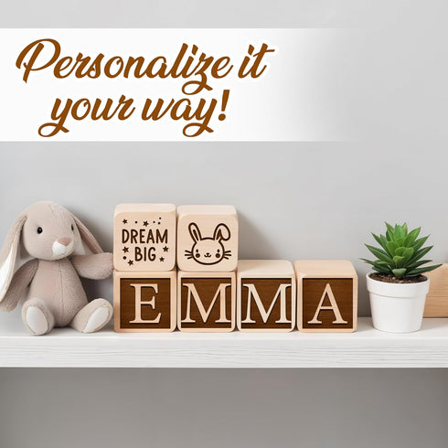 Personalized Wooden Name Blocks - Unique Montessori Nursery Decor