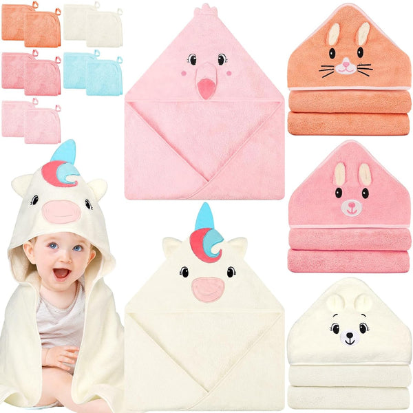 Sublaga 15 Pcs Baby Hooded Baby Towel, Hooded Baby Bath, 5 x Cute