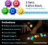 Set 4-in-1 Glow-in-The-Dark Dice Game Light-Up Party Dice for Kids & Adults Includes Korean Gonggi Game, Gift Tin