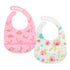 Nuby 2 Pack Adjustable Easy Clean Soft Silicone Bibs with Scoop, Pink
