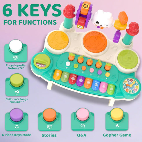 20 1 Set 6 9 12 18 1-4, 1 2 3 4 in Baby Musical Toys Interactive Piano Keyboard Drum for Month, Toddlers Educational