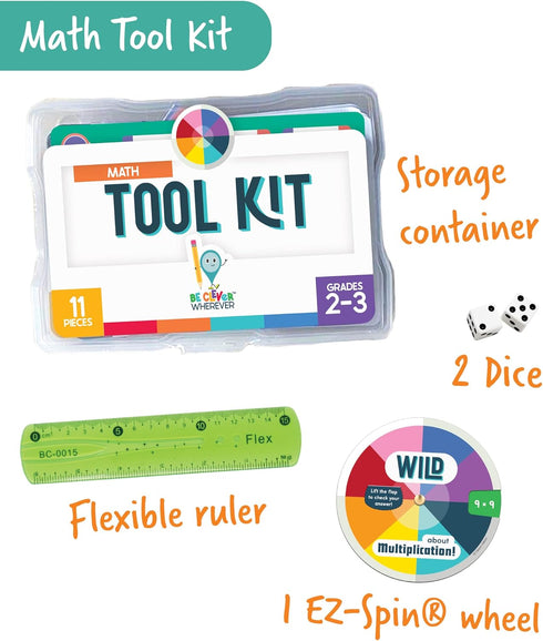 Carson Dellosa Be Clever Wherever Math Tool Kit, 11-Piece Math Games for Kids Ages 6-8, Classroom Supplies