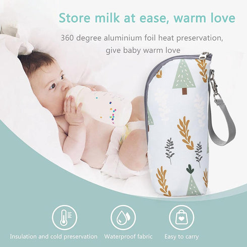 Rhinoon Insulated Baby Bottle Bag, Portable Breastmilk Storage Tote, Oxford Cloth Waterproof Feeding Bottle Pouch