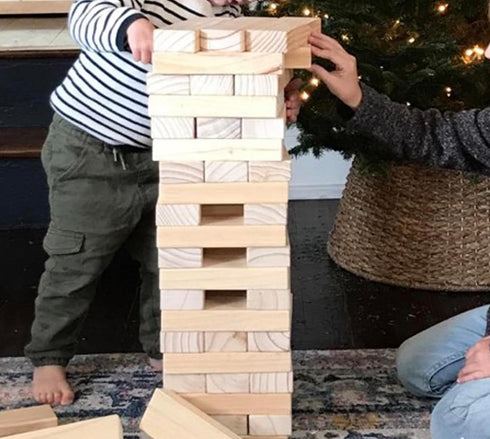 SPORT BEATS Medium Tower Game - Outdoor 54 Blocks Stacking Game with Carry Bag and Scoreboard Included