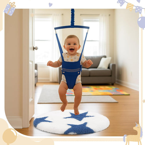 Nuanchu Baby Jumper Mat Soft Plush Baby Doorway Jumper Rug Portable Toddler Exerciser Mat for Active Toddler Indoor