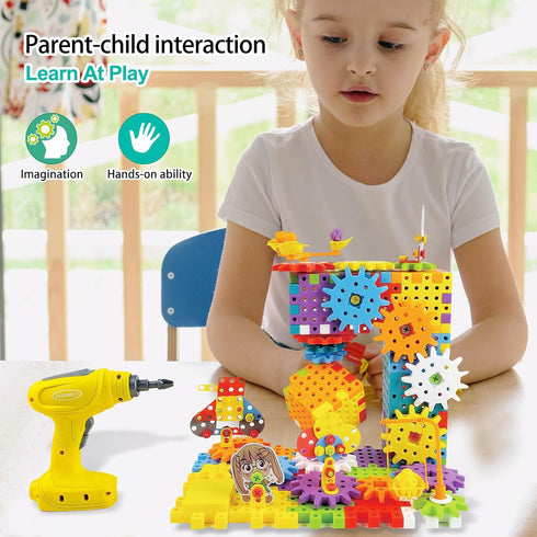 248 Set Set 3-8 STEM Education Building Toys, PCS Electric Gear Building Blocks Toys with Drill, Toddler Screw Toy