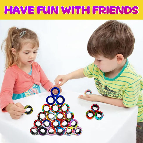 HotubFolks 15 Set Pcs Magnetic Rings Fidget Toys Classroom Prizes for Kids Finger Magnet Rings ADHD Anxiety Fidget