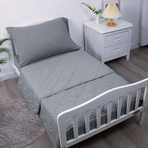 4 Set,Ultra Set,Includes Biloban Piece Toddler Bedding Soft and Breathable Crib Bedding Quilted Comforter,Fitted
