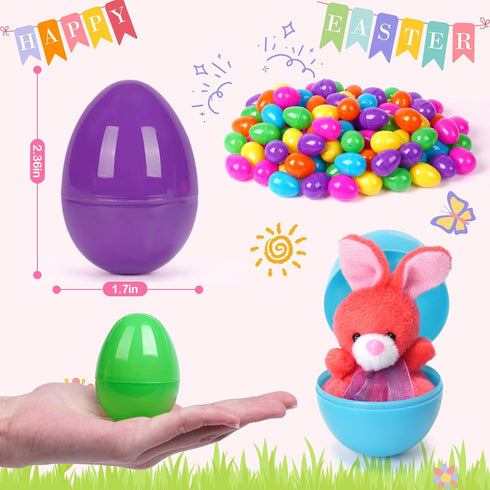 288 -2.36" YEAHBEER Easter Eggs Bright Colors Plastic Easter Eggs Empty for Easter Hunt, Easter Basket Stuffers, Party