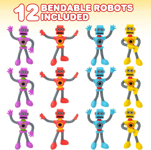 Set 12 ArtCreativity Bendable Robot Figures, of Flexible Men, Robot Party Favors for Boys and Girls, Stress Relief