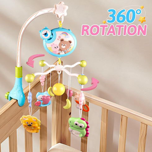 Crib Mobile with Music and Lights, Baby Mobiles for Cribs, Nursery Musical Mobile for Bassinets, Clip On Attachment