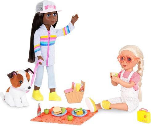 14-Inch Set 3+ Glitter Girls Doll Accessories Picnic Picnic Basket, Retro Radio, & Play Food Items Years Childrens Toys