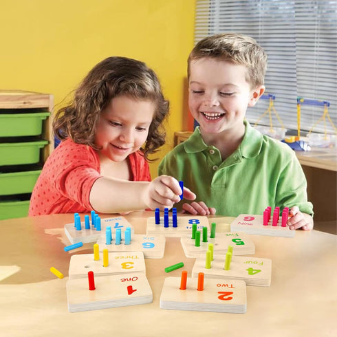 Counting 3 4 5 6 7 Wooden Numbers Peg Board for Kids, Montessori Math Toy for Toddlers, Math Manipulatives Preschool