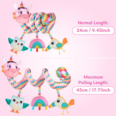 0-6 Car Seat Toys for Infants months, Spiral Hanging Crib Stroller Activity Toys with Rattles, Baby Car Seat