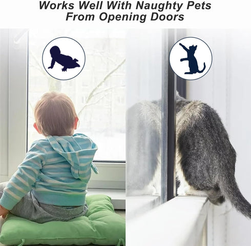 Matenf (2 Pack) Childproof Door Lever Lock Prevents Toddlers Pets From Opening Doors, Door Handle Lock