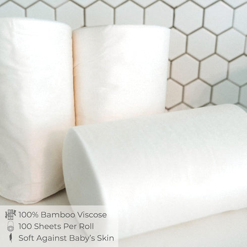100 Diaper Liners for Cloth Diapers, Disposable Sheets Per Roll, Made of Soft Material, by Nora's Nursery