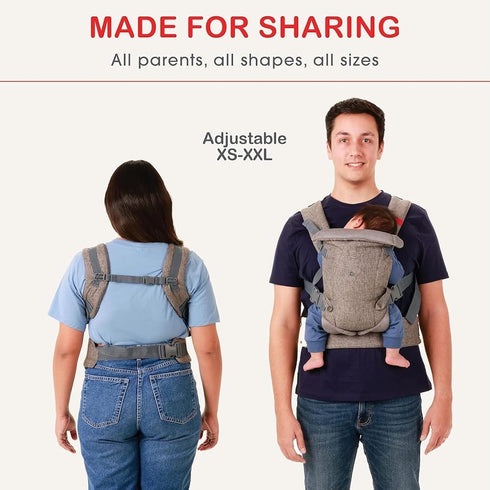 4-in-1 832 lbs 3D YOU+ME Lightweight Baby Carrier Newborn to Toddler Certified Hip Healthy, Hands Free Baby Chest