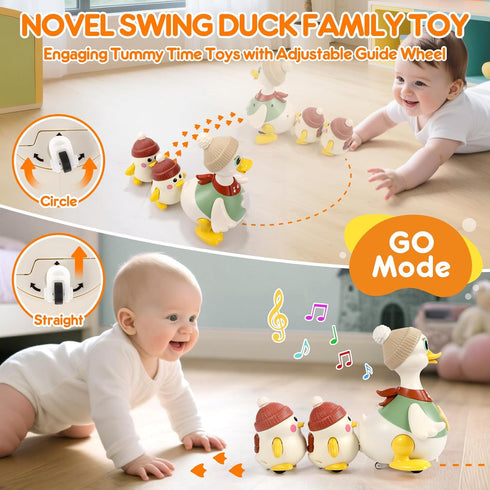 LUDILO 6-12 6 7 8 9 10 12 18 6-12-18 Tummy 1 Infant Baby Toys Months: Musical Crawling Duck Toy Must Have Month Old