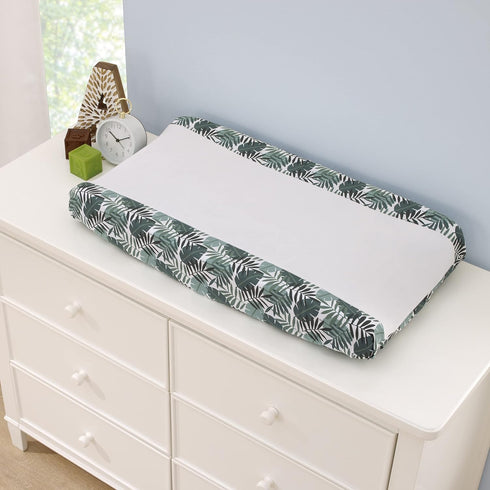 NoJo Jungle Paradise Green and Ivory Palm Leaf Super Soft Contoured Changing Pad Cover