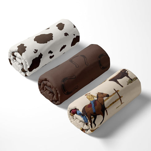 3-Piece Set Country, Sweet Jojo Designs Baby Crib Sheets (Western Cowboy) for Boys, Infant Nursery, Toddler Room