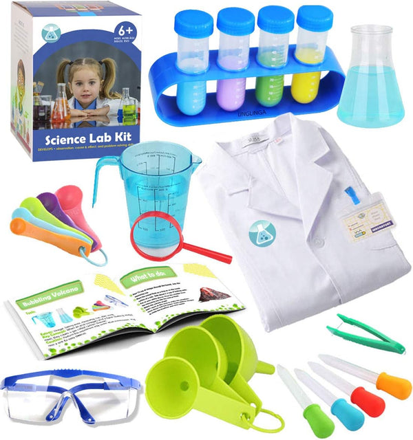 UNGLINGA Kids Science Experiment Kit, Lab Coat Scientist Costume Dress Up and Role Play Toys for Boys & Girls