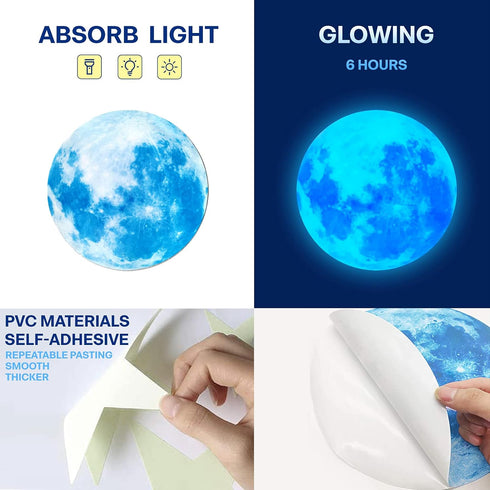 Glow in The Dark Stars for Ceiling, 1049PCS Wall Stickers Including Moon and Stars Decor for Kids Room