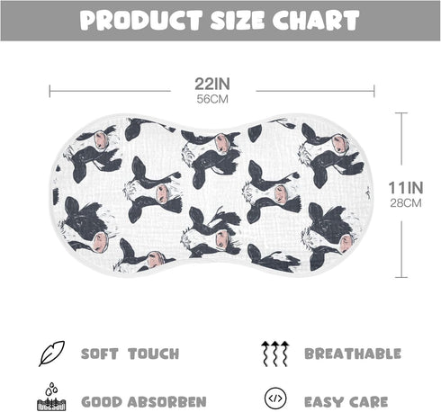 Mazeann 2 Pack Farm Cows Cute Burp Cloths Baby Boys Girls Absorbent Soft Cotton Burping Cloths Rags