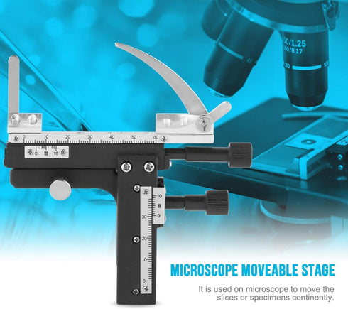 Microscope Moveable Stage, Professional Attachable Mechanical X-Y Caliper with Scale for Microscope