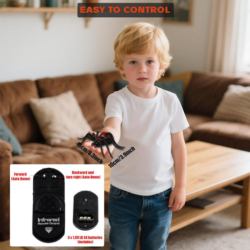 Pixibond Remote Control Spider Toy, Realistic RC Spider Electronic Animal Toy with LED Eyes & Wriggling Legs Electric