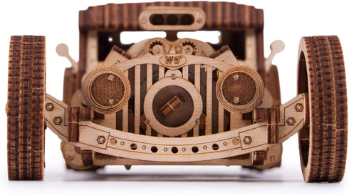 Wood Trick Hot Rod Wooden Model Car Kit, Rides up to 32 Feet, 3D Wooden Puzzles for Adults and Kids