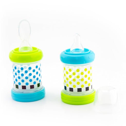 4+ Set 2- 4oz 100% (30182) Sassy Baby Food Nurser Months of Silicone Nipple and Spoon BPA-Free