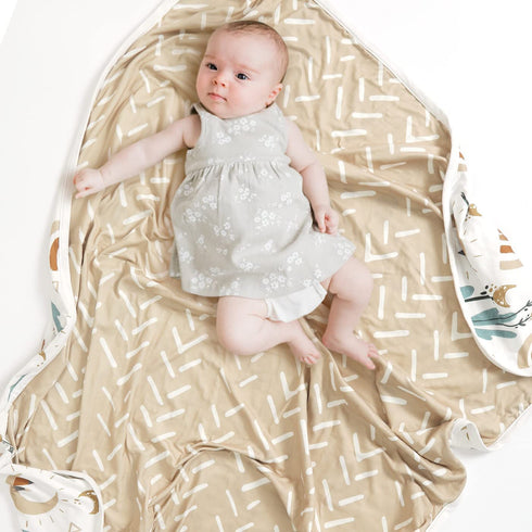 GRSSDER Baby Blankets - Super Soft Jersey Knit Swaddle Blanket 2 Pack for Baby Girls and Boys, Double Layer Reversible