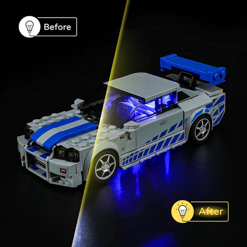YEABRICKS LED Light for Lego-76917 Speed Fast 2 Furious Nissan Skyline GT-R Building Blocks Model
