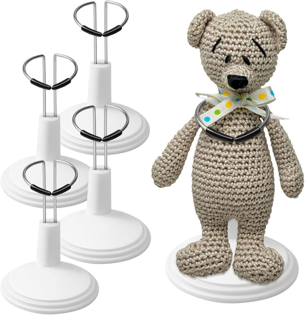 TOYANDONA 4 Pcs Adjustable Doll Stands Display Holder, Action Figure Bracket Support for 6-8 Inch Dolls, Creative Bear