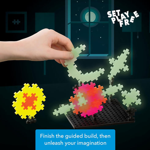 Set, 3D 400 PLUS PLUS Learn to Build Interlocking Mini Building Blocks, Puzzle Construction Stem Toy for Kids - Glow