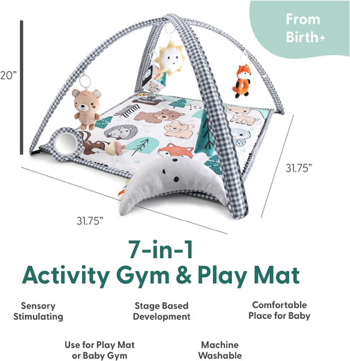 7-in-1 0-6, 6-12 Tummy The Peanutshell Unisex Baby Play Gym & Play Mat - Playmat Baby Toys Months Time Mat with Hanging