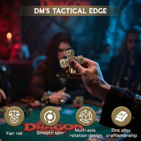 7-in-1 Set 4 DND Spinner Dice Metal Polyhedral Dice with Rotating Sides & Wheel Spinners | Stress Relief, Easy to Read