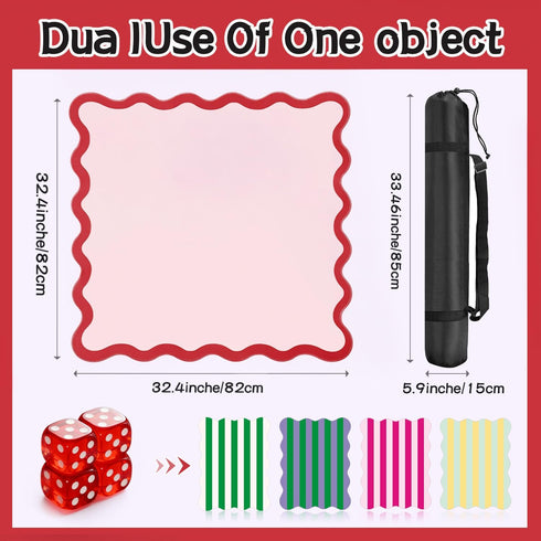 ZWFCGMMBC 32.4in 4 1 Bag,4 Scalloped Mahjong MatAnti Slip Noise Reduction Mahjong Accessoriemahjong Table MatMajiong